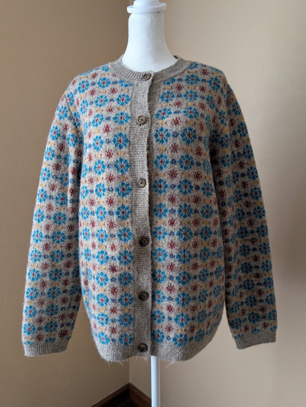 Uniqlo Ines de la Fressange Fair Isle Cardigan Sweater Wool Alpaca XL Multi - Picture 4 of 13